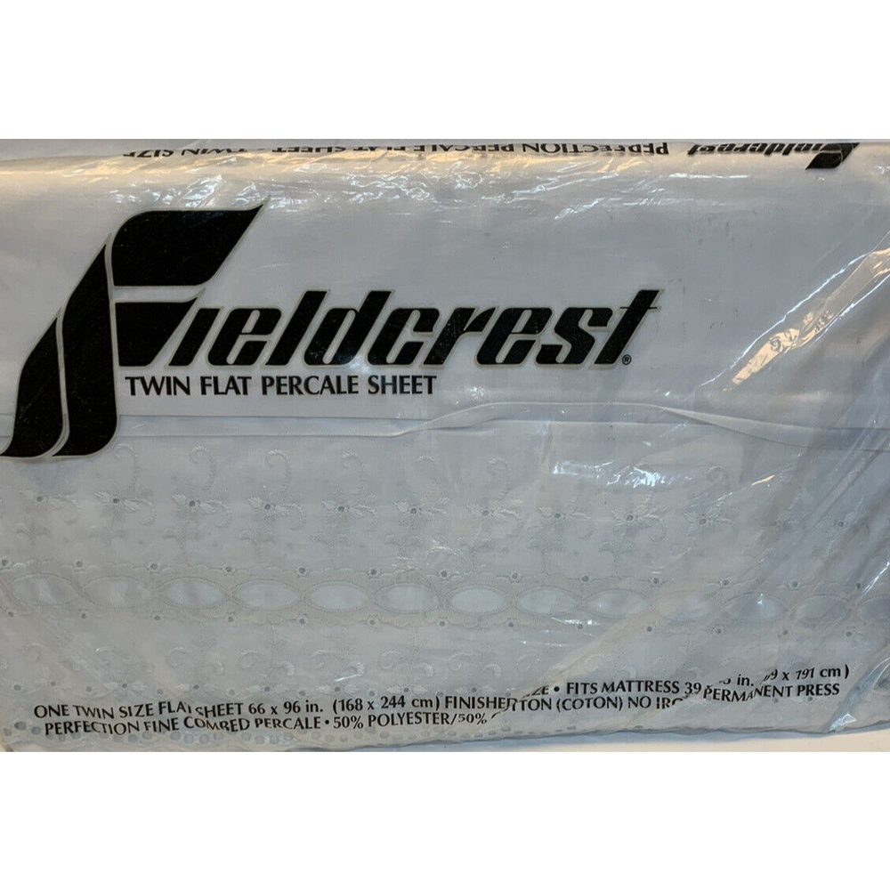 Vintage Fieldcrest‎ Twin Flat Sheet Trousseau Lace Percale Shabby Victorian NOS